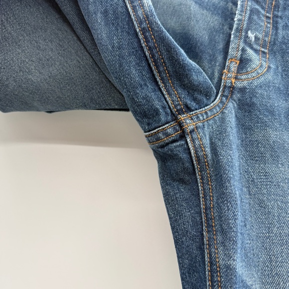 EB Denim High-Rise Straight-Leg Medium Wash Lightly Distressed Jeans Sz 29 - Picture 7 of 14